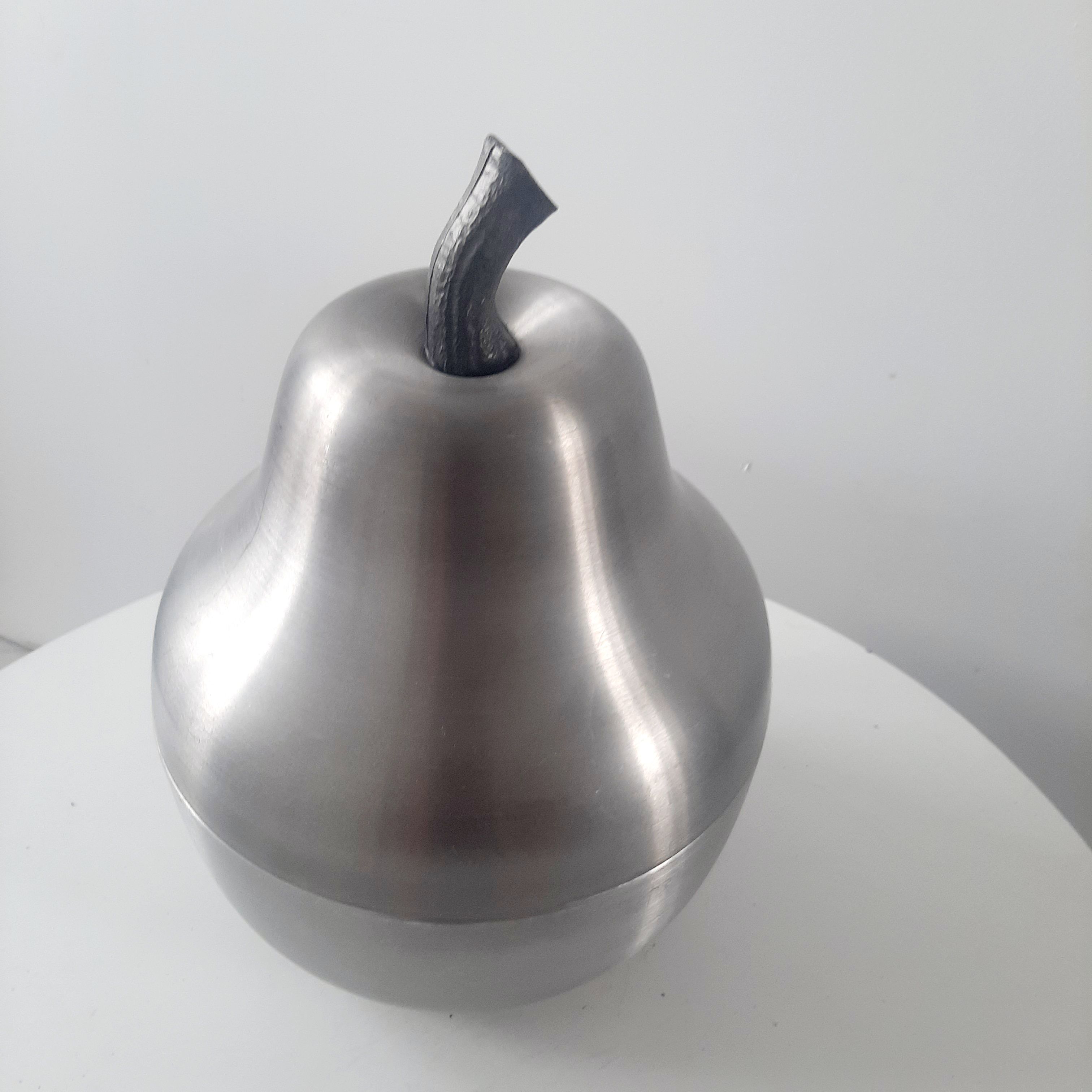 Vintage pear ice bucket in brushed aluminum 60s 70s italy