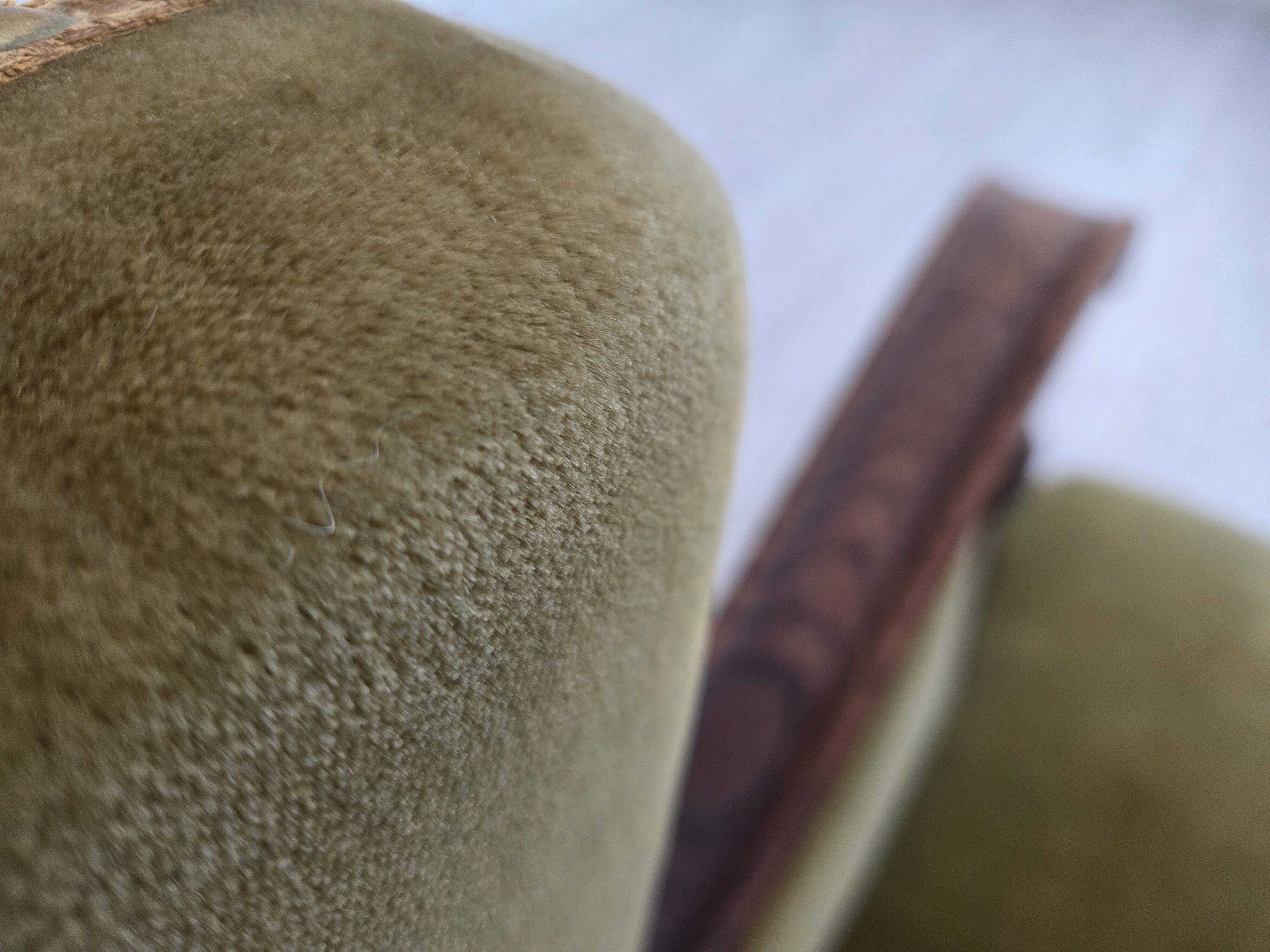 1950s, 3-seater Danish sofa, original condition, furniture velour, oak.