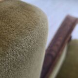 1950s, 3-seater Danish sofa, original condition, furniture velour, oak.