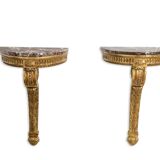 Pair of Louis XVI style consoles from the Napoleon III period. Circa 1880.