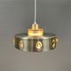 Danish hanging lamp made of glass, metal and with amber colored prisms