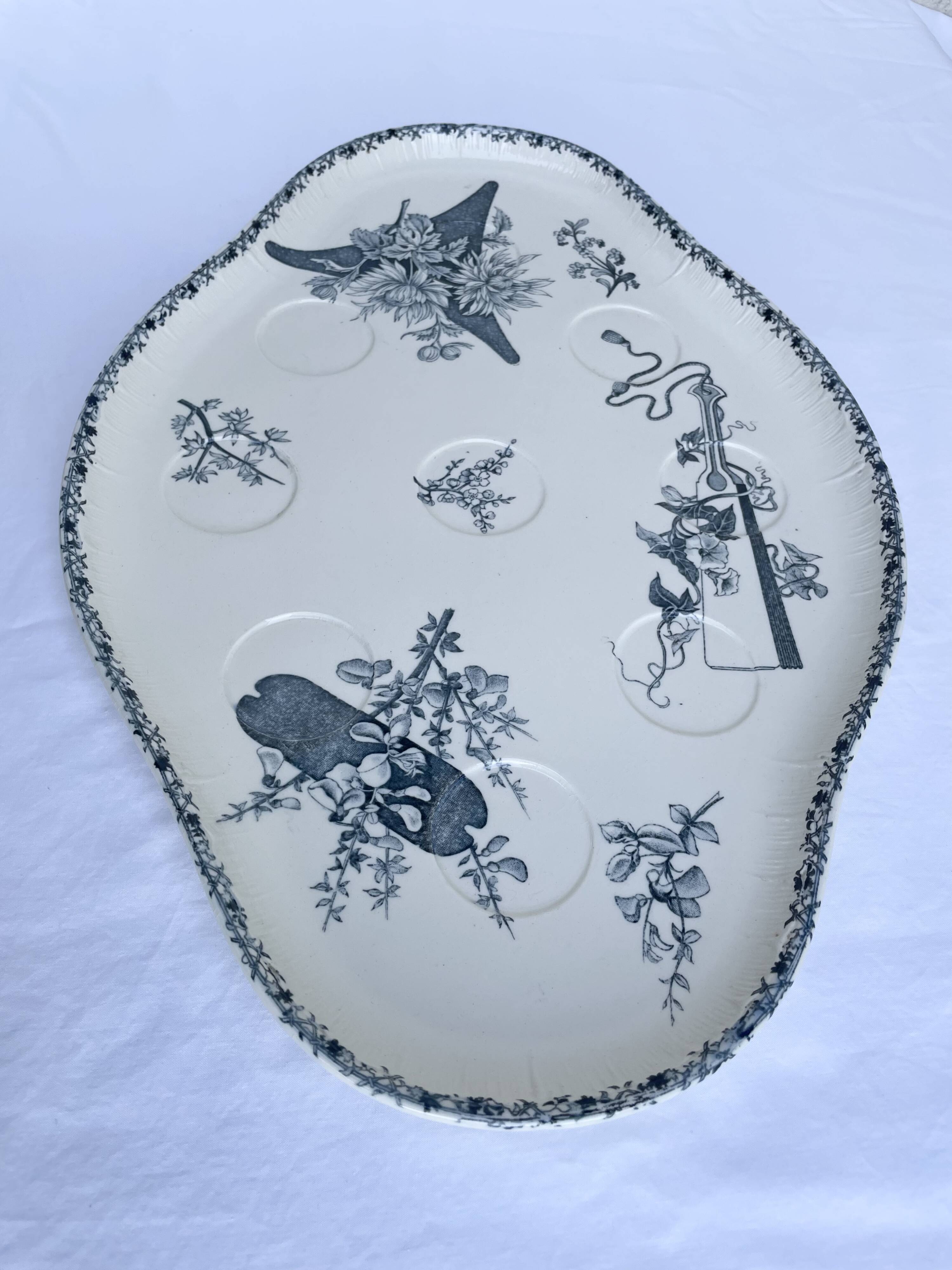 Old earthenware egg dish – Émile Bourgeois, late 19th century