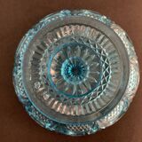 Fruit cup on blue-bubbled glass peder