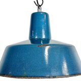 Industrial Blue Enamel Factory Pendant Lamp, 1960s