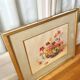 Grand tableau Aquarelle encadrées fin 19e siècle motif panier de fleurs