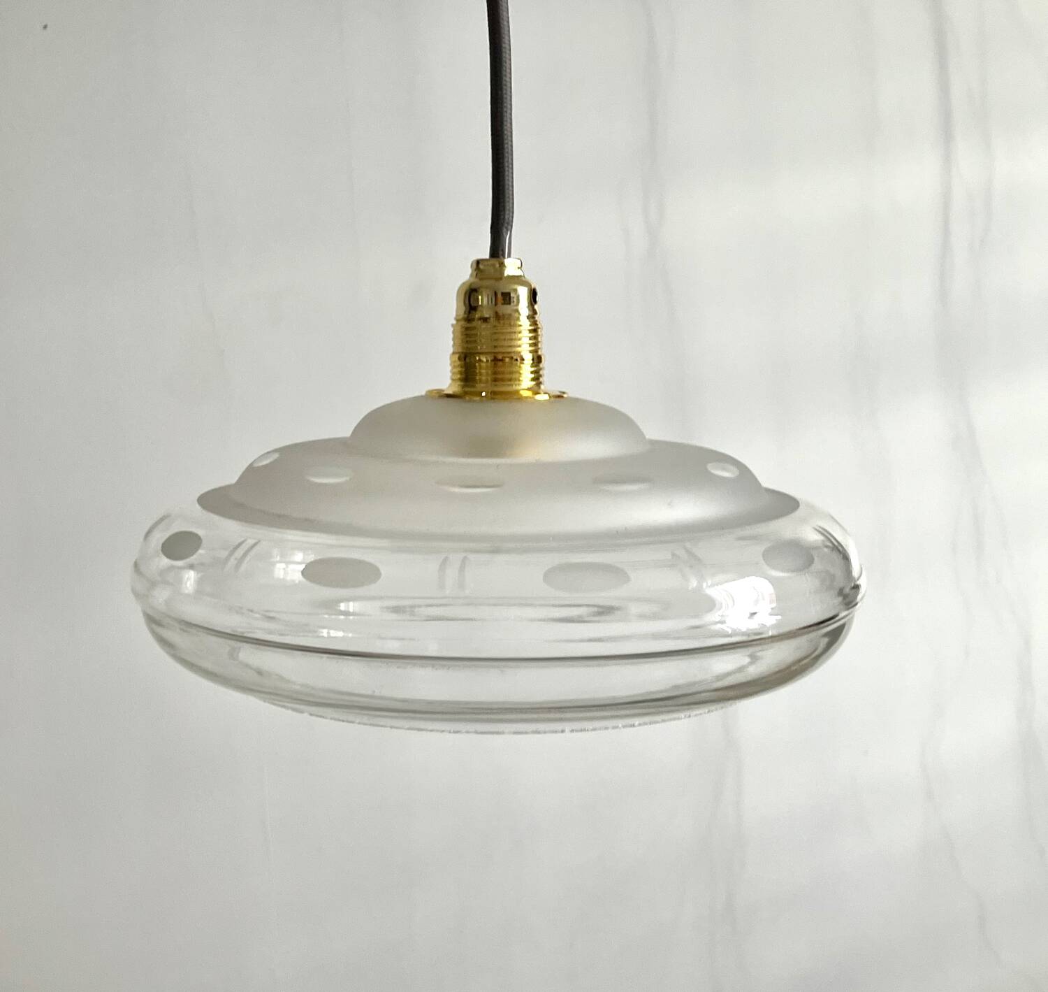 Vintage 1950s glass saucer hanging