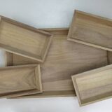 Natural wood trays - set of 4