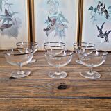 Vintage crystal ice cream cups with silver rim