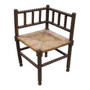 Chaise d'angle bobine - bois