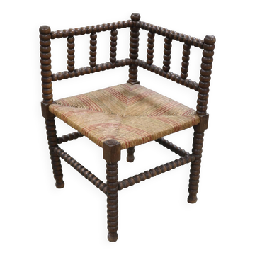 Vintage wooden coil corner chair