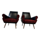 Set of 2 vintage black and red armchairs / armchairs / individual armchairs