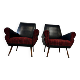 2 fauteuils vintage noirs et rouges