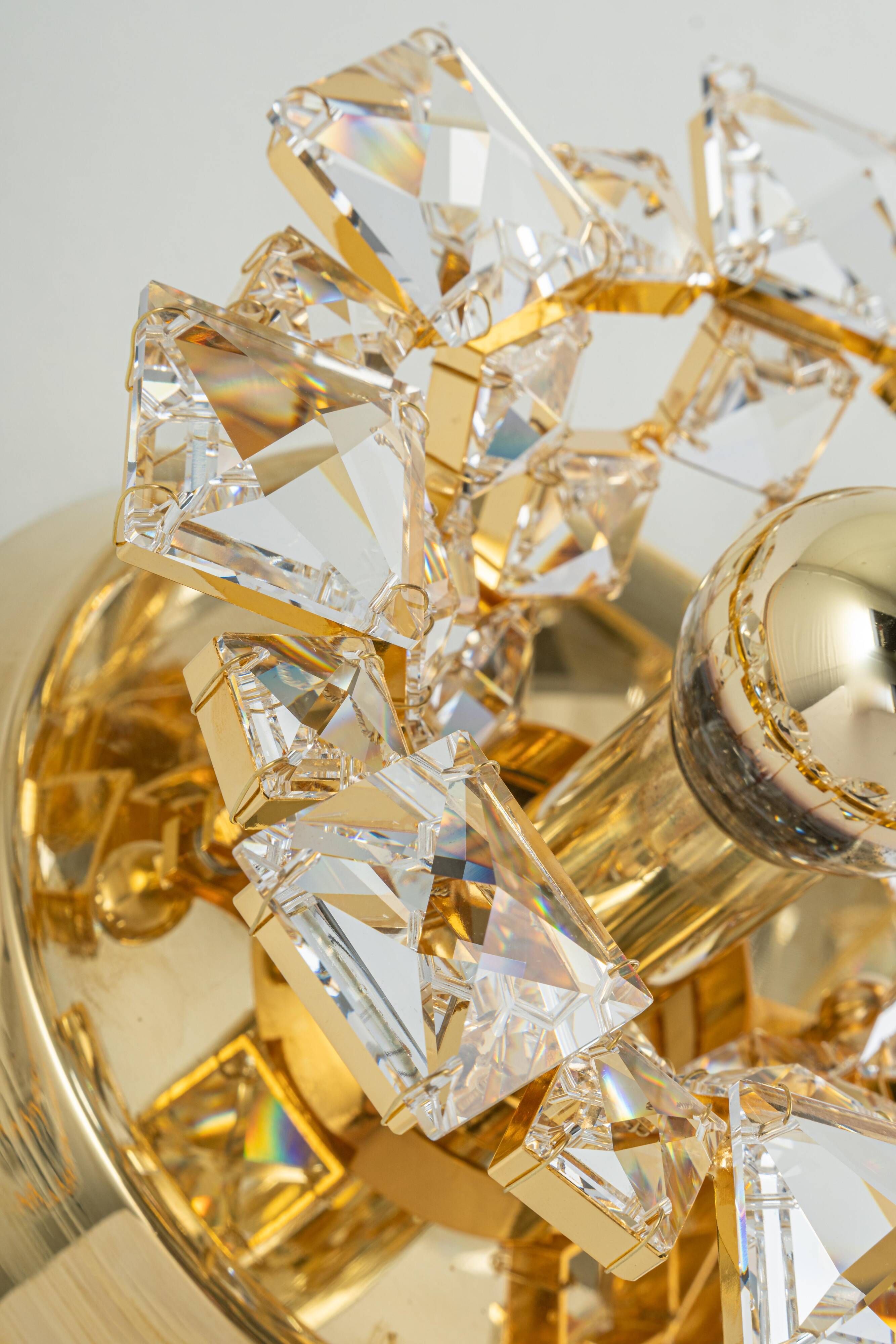 Pair of wall sconces in gilded crystal by Palwa, Germany, 1960s.