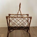 Vintage cannage and wicker newspaper holder