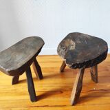 Pair of brutalist tripod stools 1960