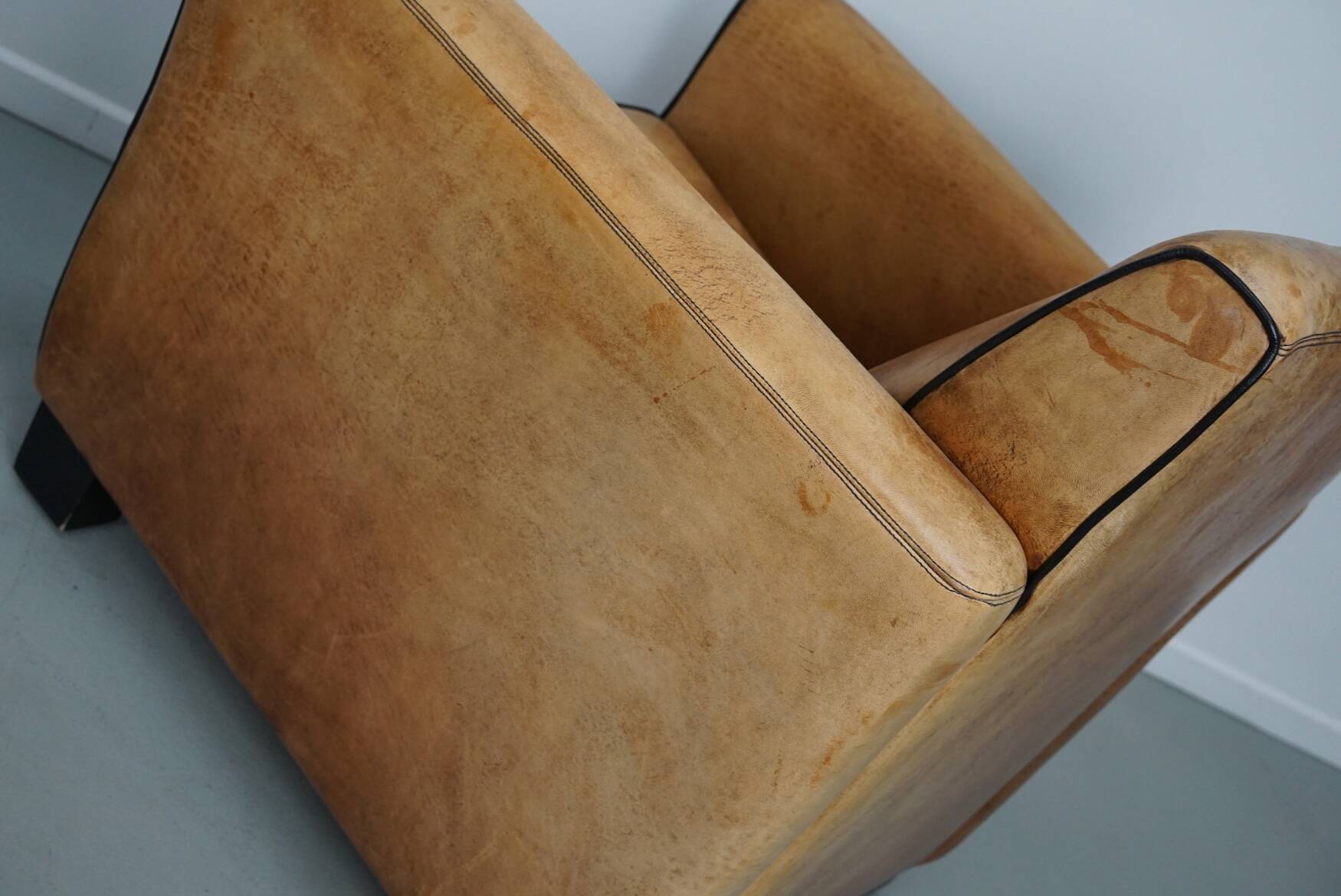 Fauteuils de club en cuir couleur cognac néerlandais vintage, ensemble de 2