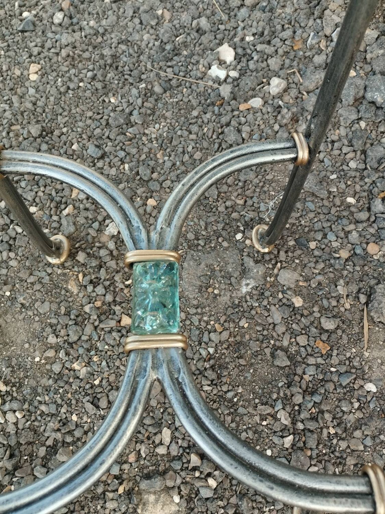 Vintage metal and glass side table