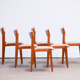 Set of 6 Scandinavian chairs vintage solid teak and wool 1960