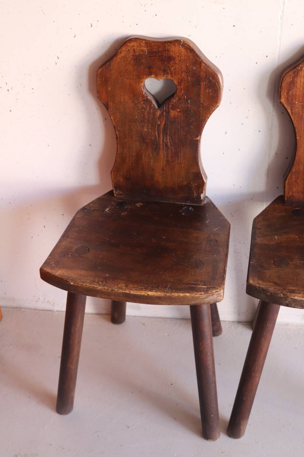 Pair of antique Alsatian wooden chairs