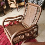 Pair of rattan chairs and caning 70s