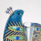 Peacock blue vase in laminated glass