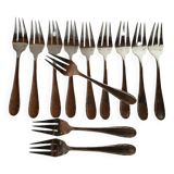 12 Silver Metal Fish Forks Argental