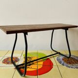 Vintage side table in wood and wrought iron