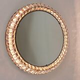 Backlit circular wall mirror Bakalowits Vienna with large crystals, Austria, 1950s
