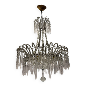 Crystal Beaded White Chandelier 1960’s