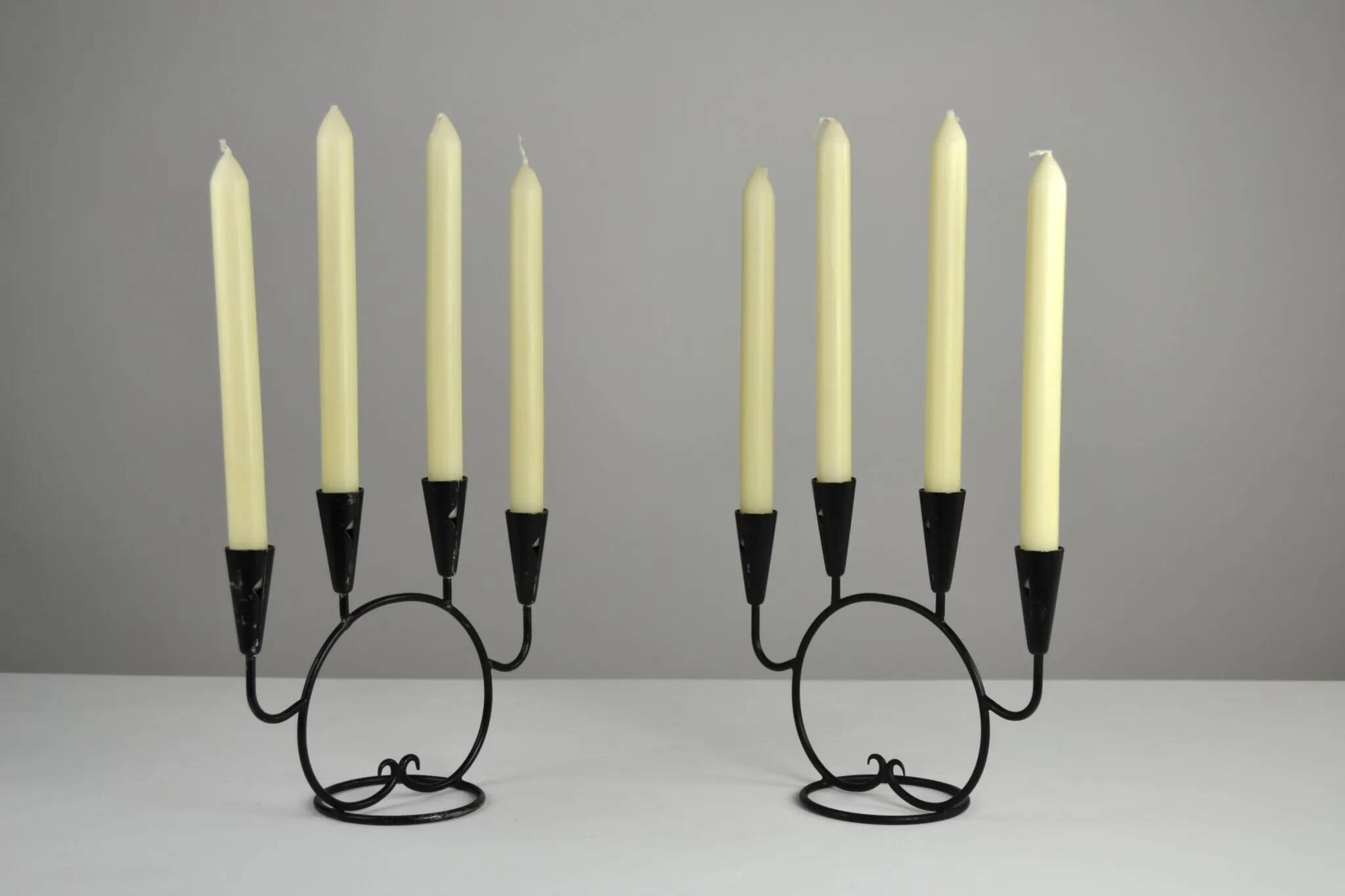 Pair of Candelabras by Nils “Kricke” Wahlström for Ystad-Metall, Sweden, 1950s