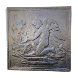Plaque cheminée fonte ancienne cupidon