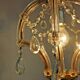 French vintage single light metal glass & acrylic crystal cage chandelier 3152