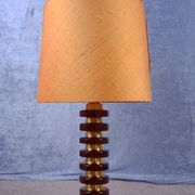 Glass and brass tablelamp from Möllers Armaturfabrik Eskilstuna, Sweden. 1970's.