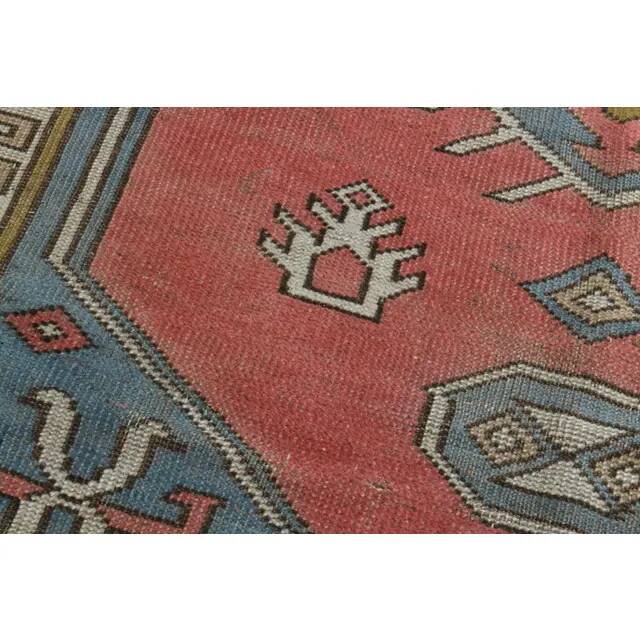1970s Vintage Turkish Handmade Wool & Cotton Pink Area Rug 155x209