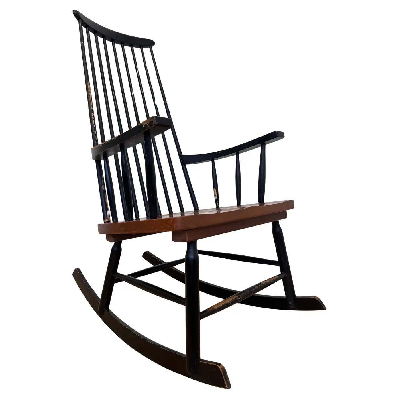 1960s Varjosen Puunjalostus beech rocking chair, Finland