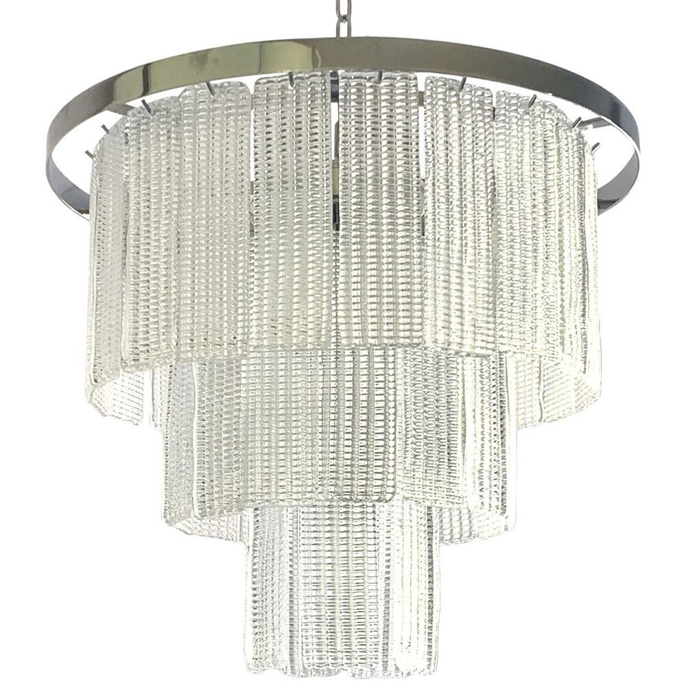 Diamond strips”listelli” murano glass belt chandelier