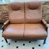 80s tan leather sofa