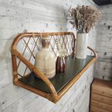 Vintage rattan wall shelf