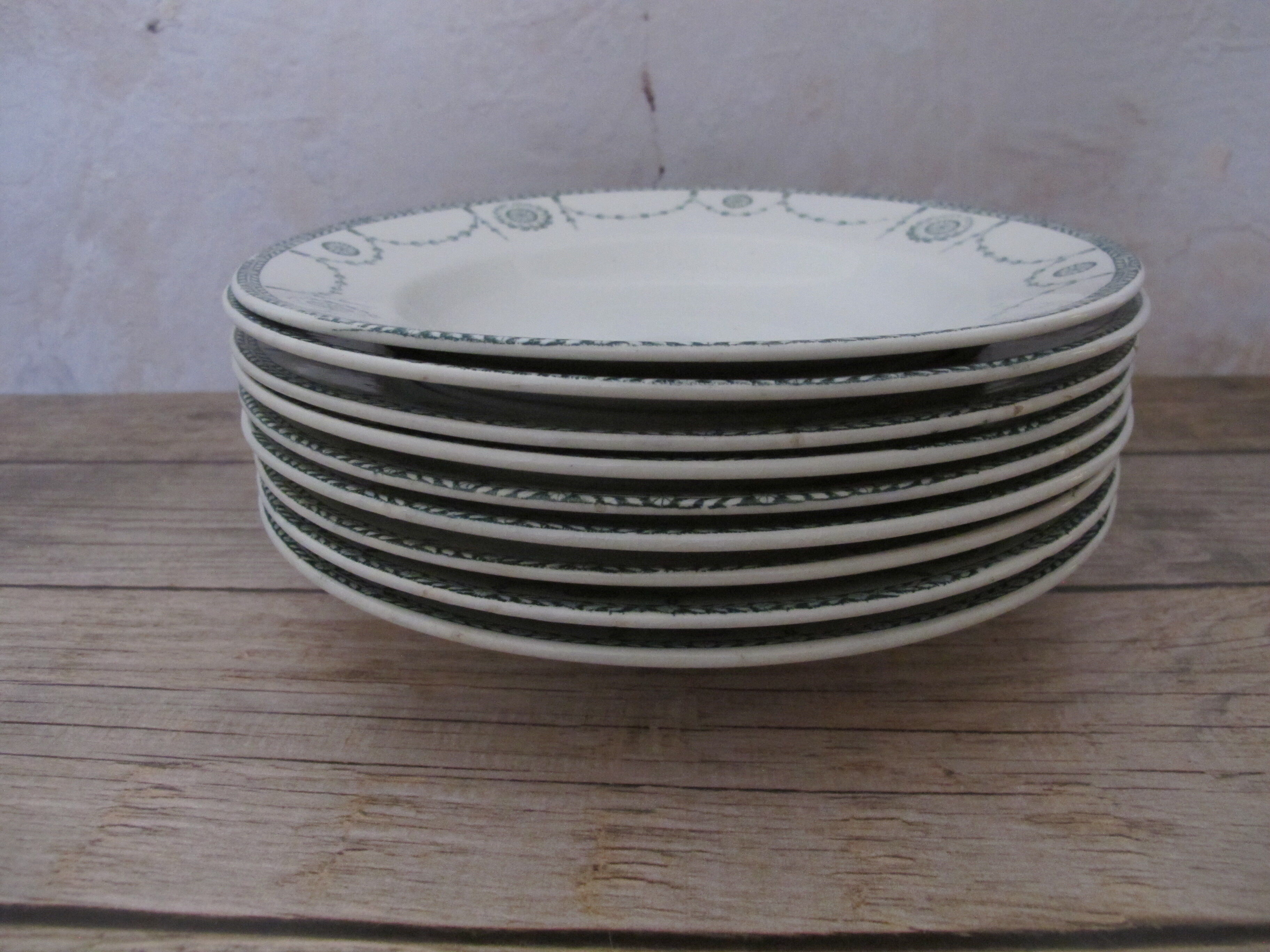 Set of 9 hollow plates in Iron Earth of Lunéville, Bonaparte model