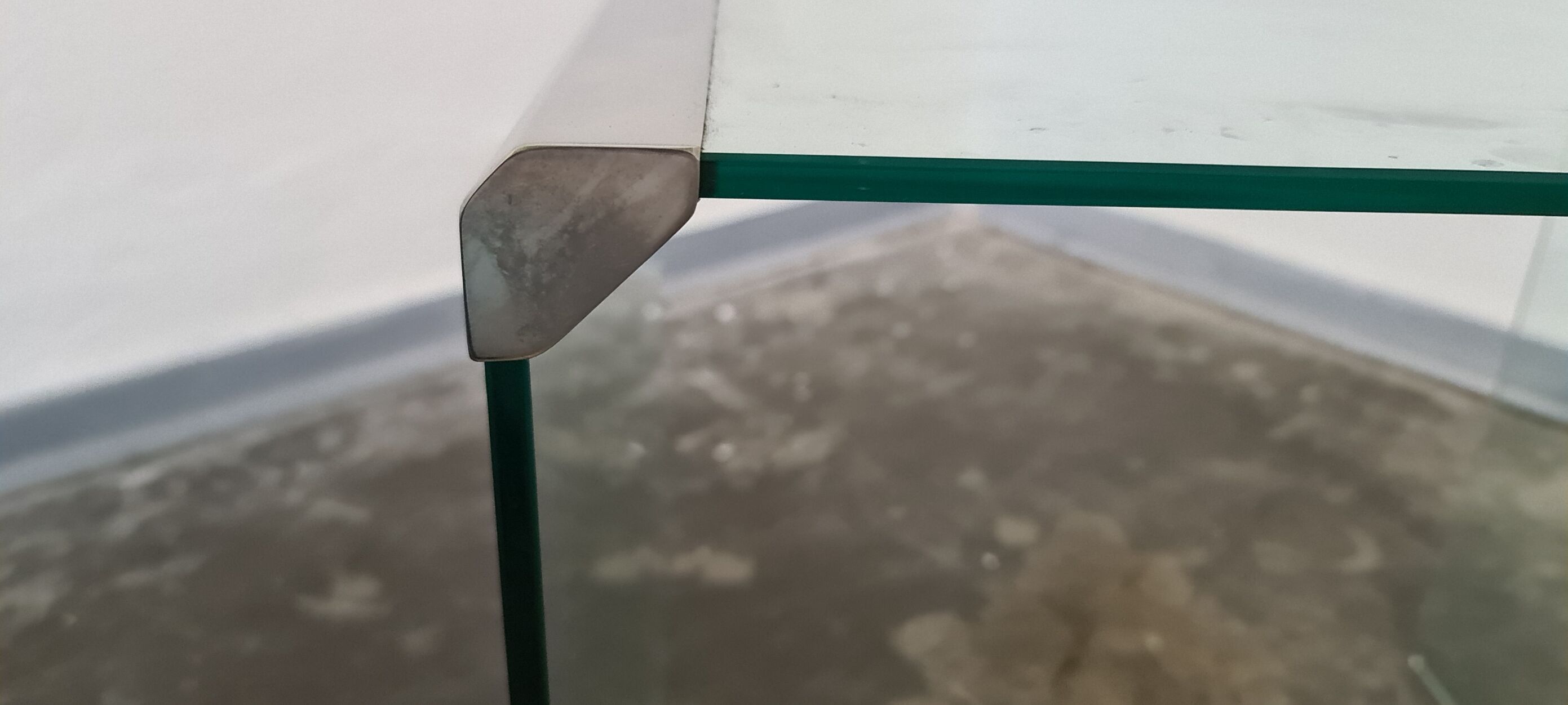 Vintage glass and metal side table