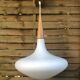 Suspension wood and opaline glass Louis Kalff Phillips 60s