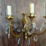 Ancient wall lamp in gilded brass with stamps