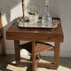 Vintage round-shaped glass carafe with cork stopper H27