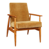 Vintage armchair golden velvet design by H.Lis