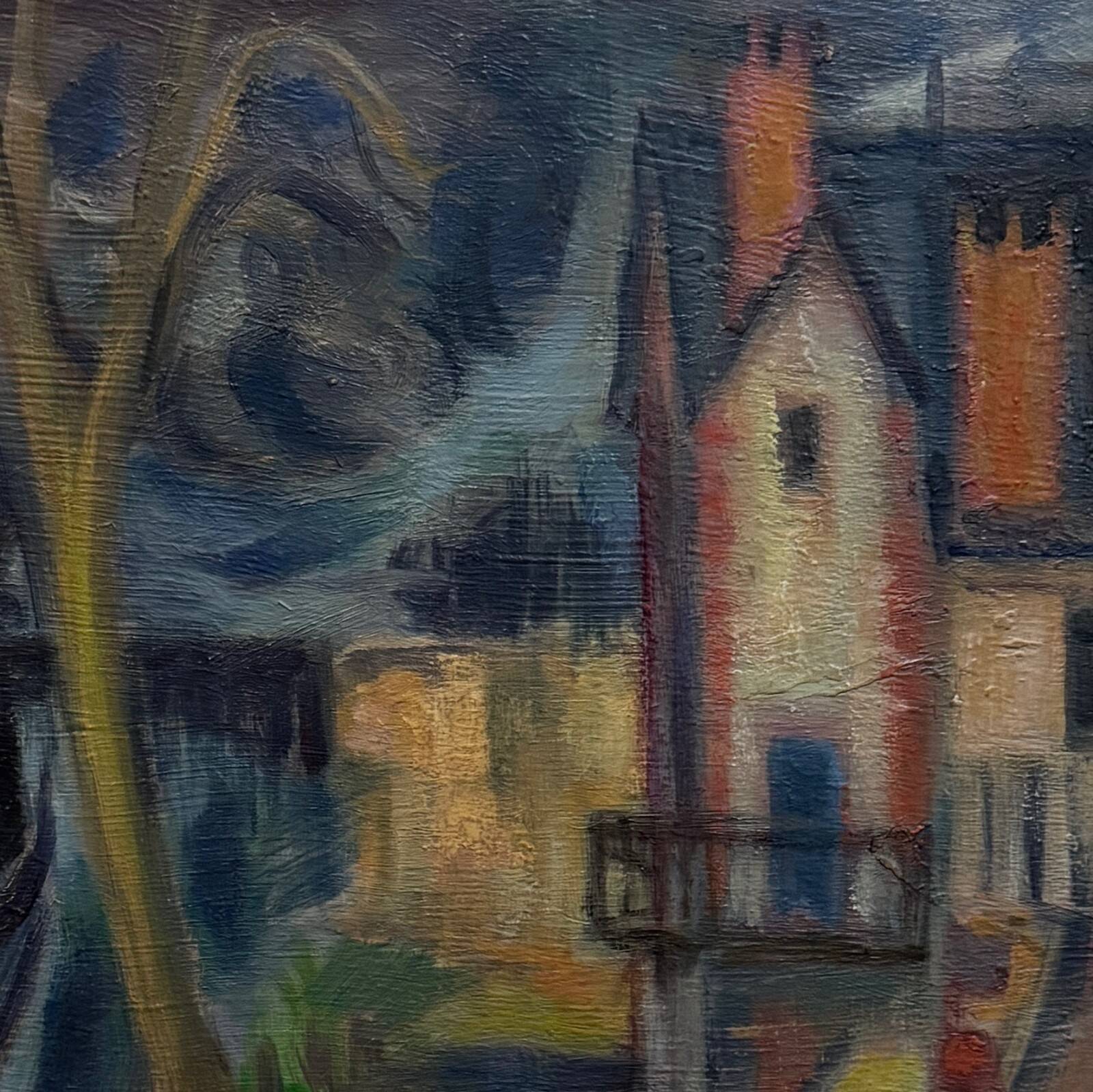 Oil on canvas modern composition Island of Chatou by J.-J. Sigrist