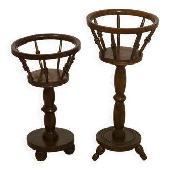 Pair of vintage wooden plant holders with round feet year 50. Ref Pepito