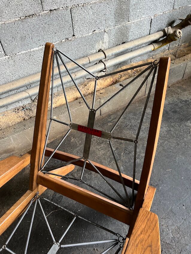 Airborne FS105 oak and fabric armchair by Pierre Guariche - 1950s