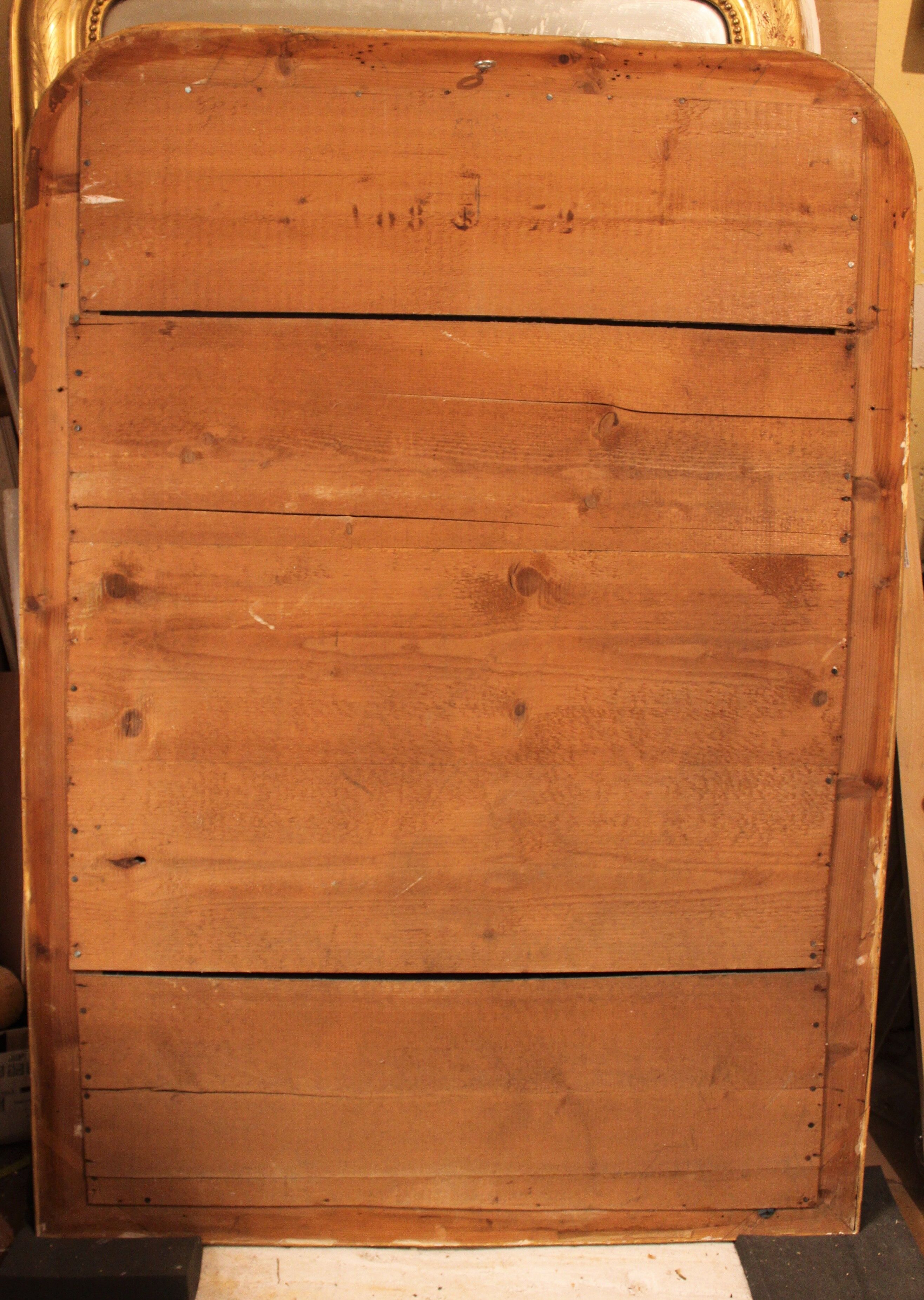 Gilded Louis Philippe mirror old with gold leaf, 126x90 cm