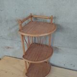 Rattan wicker corner wall shelf