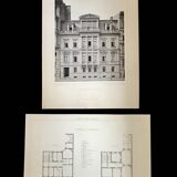 Illustration of a remarkable building and plan of 19th century German architecture